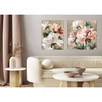 Agave - Quadro classico floreale dipinto a mano su tela "Elegant Roses 1" 100x100 - SKU: AG140193