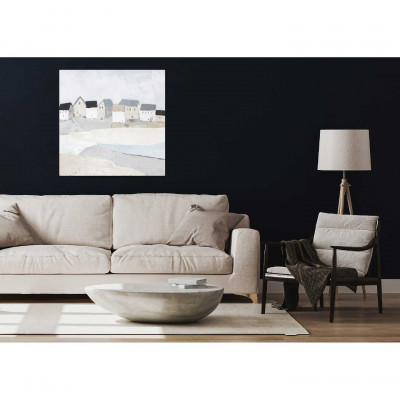 Agave - Quadro con paesaggio campestre dipinto a mano su tela "Ocean Town" 80x80 - SKU: AG130137
