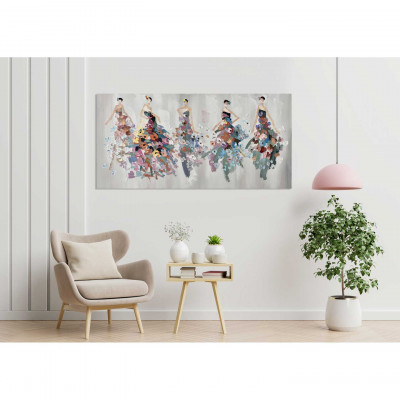 Agave - Quadro contemporaneo astratto dipinto a mano "Sfilata di Primavera" 140x70 - SKU: AG130170