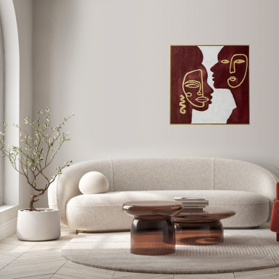 Agave - Quadro figurativo contemporaneo con cornice dipinto a mano "Secret" 80x80 - SKU: AG150259