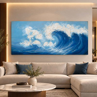 Agave Quadro marino dipinto a mano con acrilici su tela Montale 140x70