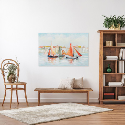 Agave - Quadro marino dipinto a mano con acrilici su tela Riviera 120x80 - SKU: AG160292