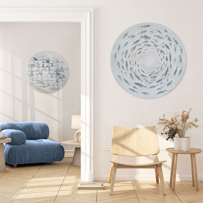Agave - Quadro marino dipinto a mano con acrilici su tela rotonda Abaya 80x80 - SKU: AG160326