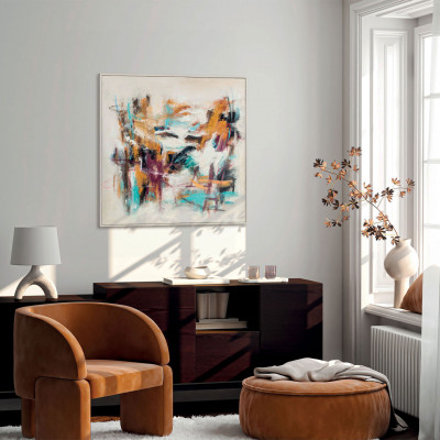 Agave - Quadro moderno astratto dipinto a mano con acrilici su tela Amuse 100x100 - SKU: AG160301