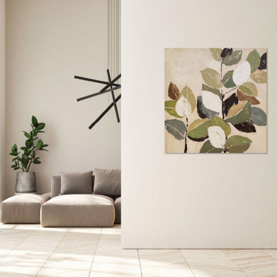 Agave - Quadro moderno astratto dipinto a mano su tela "Foliage 1" 90x90 - SKU: AG140190