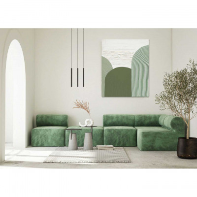 Agave - Quadro moderno astratto dipinto a mano su tela "Green Curves" 80x100 - SKU: AG140188