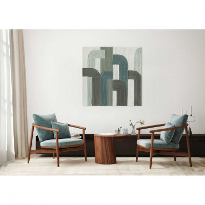 Agave - Quadro moderno astratto dipinto a mano su tela "Green lines" 100x100 - SKU: AG140192