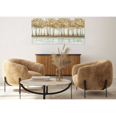 Agave - Quadro moderno con paesaggio dipinto a mano su tela "Golden River" 140X70 - SKU: AG140201