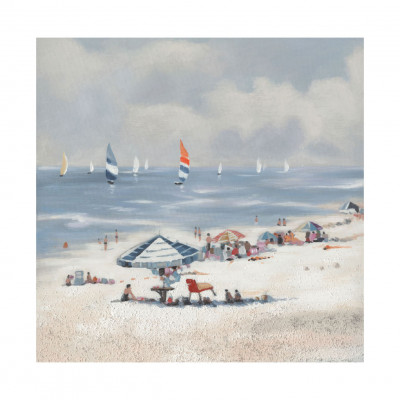 Agave - Quadro moderno dipinto a mano ritratto paesaggistico marino "Windy Beach" 80x80 - SKU: AG140213