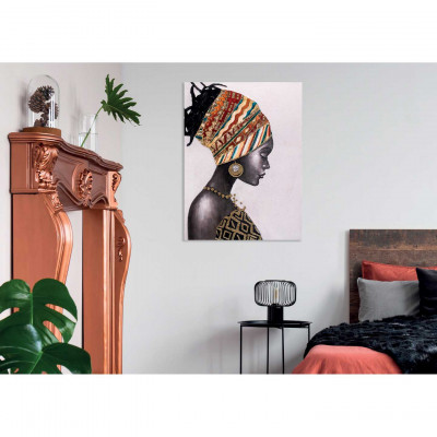 Agave - Quadro moderno figurativo dipinto a mano su tela in cotone 90x120 "Ebano" - SKU: AG120062