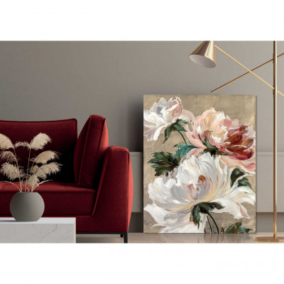 Agave - Quadro moderno floreale dipinto a mano su tela "Elegant roses 2" 80X100 - SKU: AG140189