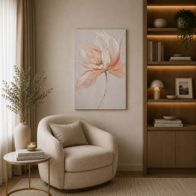 Agave Quadro moderno floreale dipinto a mano su tela "Silk Flower 1" 40x50