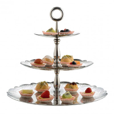 Alessi Dressed Alzata grande a tre elementi completamente in acciaio dal design elegante Colore: Acciaio