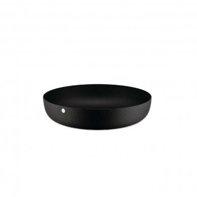 Alessi Jasper Morrison Centrotavola piccolo rotondo con texture in acciaio colorato dal design elegante Colore: Nero