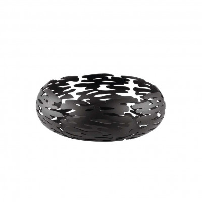 Alessi Barknest Cestino da tavola rotondo per pane in acciaio dal design moderno ed elegante Colore: Nero