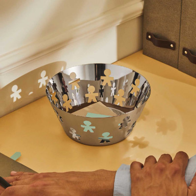  Alessi - Girotondo - Cestino grande in acciaio lucido dal design moderno ed elegante - SKU: AKK04- 