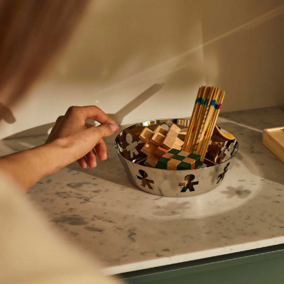  Alessi - Girotondo - Cestino piccolo in acciaio lucido dal design moderno ed elegante - SKU: AKK03- 