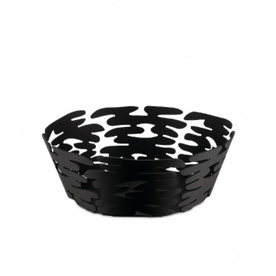 Alessi Barket Cestino rotondo grande in acciaio dal design moderno Colore: Nero