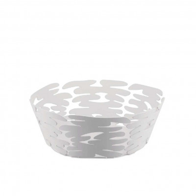 Alessi Barket Cestino rotondo grande in acciaio dal design moderno Colore: Bianco