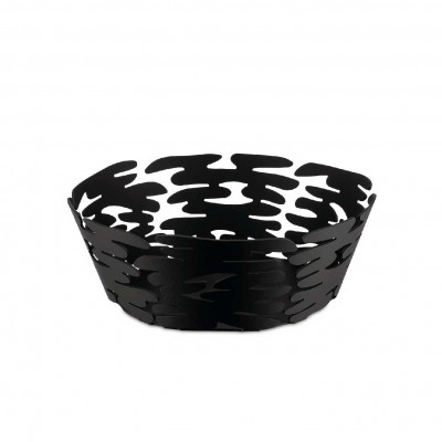Alessi Barket Cestino rotondo in acciaio dallo stile moderno ed elegante Colore: Nero
