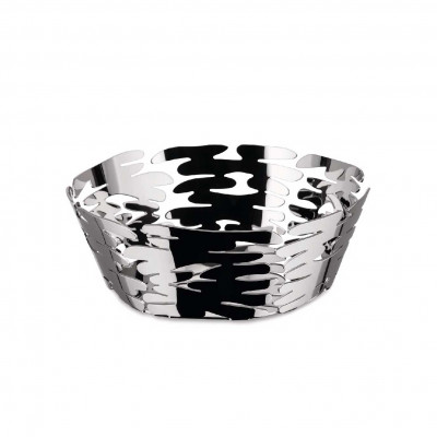 Alessi Barket Cestino rotondo in acciaio dallo stile moderno ed elegante Colore: Acciaio