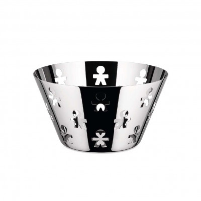 Alessi Girotondo Fruttiera in acciaio lucido dal design moderno ed elegante Colore: Acciaio