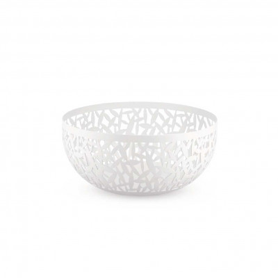 Alessi Cactus! Fruttiera piccola in acciaio traforato dal design moderno ed elegante Colore: Bianco
