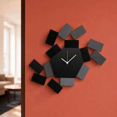 Alessi La Stanza dello Scirocco Orologio da parete in metallo dal design moderno Colore: Nero