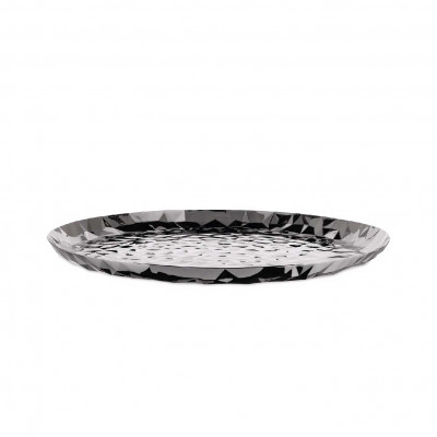 Alessi Joy Vassoio rotondo in acciaio inossidabile lucido dalle linee moderne ed eleganti Colore: Acciaio