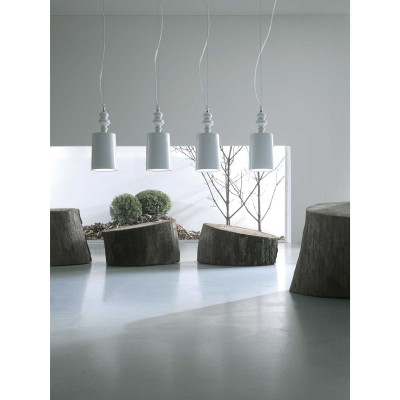 Karman - Alì e Babà - Lampada a Sospensione Piccola a Tubo - Colore: Bianco - 1 Lampadina E27 60W - SKU: SE625BC