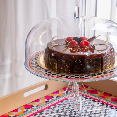 Vesta - Decor - Alzata per dolci con campana in plexiglass dal design moderno decoro Ethnic - SKU: 04222D49