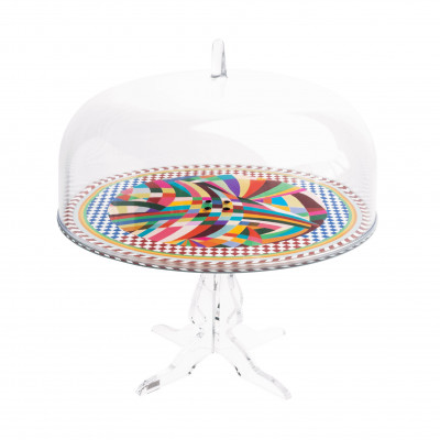 Vesta - Decor - Alzata per dolci con campana in plexiglass dal design moderno decoro Rainbow - SKU: 04222D48