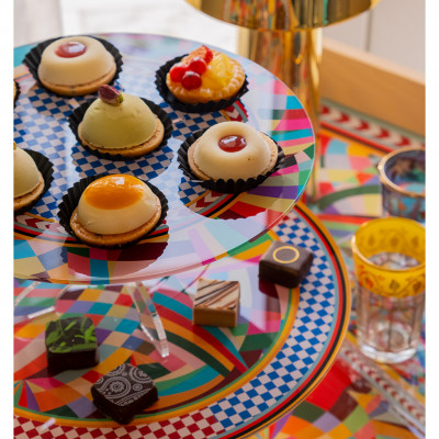 Vesta - Decor - Alzata per dolci piccola in plexiglass dal design moderno decoro Rainbow - SKU: 04224D48