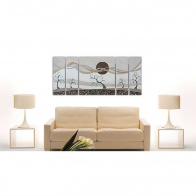  Artitalia - Quadro moderno dipinto in rilievo su legno con glitter e foglia argento 150x65 - SKU: PD635 