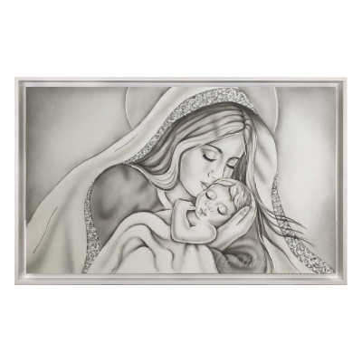 Art Maiora - Capezzale con la maternità in stile moderno "Amore Di Mamma" 110x65 con glitter - Colore: Grigio - SKU: ADM-S-G-AGS