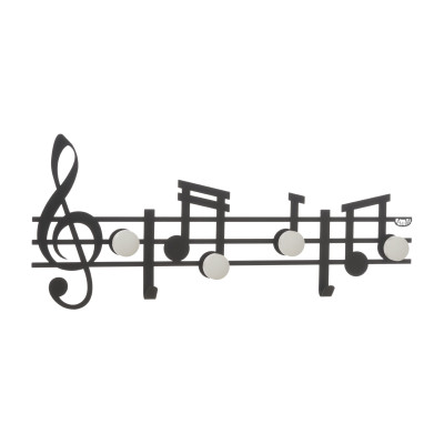 Arti e Mestieri - Musica - Appendiabiti da parete con decoro note musicali - Colore: Nero - SKU: 0AP3398C71