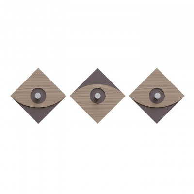 CalleaDesign - Eleonora - Appendiabiti da parete moderno in legno con 3 pomelli - Colore: Noce Canaletto - SKU: 13-026-85