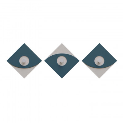 CalleaDesign - Eleonora - Appendiabiti da parete moderno in legno con 3 pomelli - Colore: Ottanio - SKU: 13-026-57
