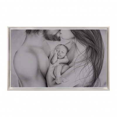 Art Maiora Capezzale moderno con sacra famiglia dal design moderno "Cuore" 110x65 Colore: Grigio