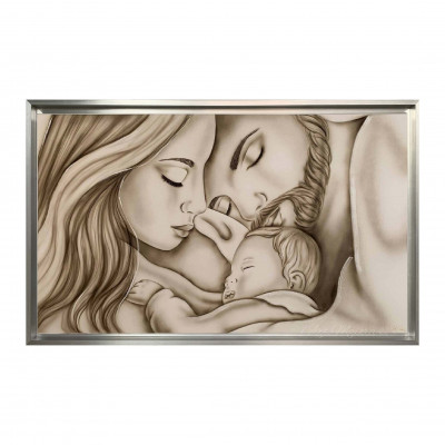 Art Maiora - Capezzale moderno dipinto a mano su tela in cotone "Legame di Vita" 110x65 - Colore: Toni Caldi - SKU: LDVT-S-TC