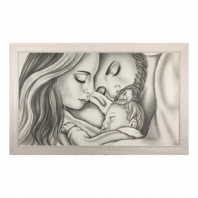  Art Maiora - Capezzale moderno dipinto a mano su tela in cotone "Legame di Vita" 110x65 - Colore: Tortora - SKU: LDVT-S-T 
