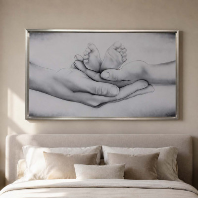 Art Maiora Capoletto moderno con la sacra famiglia dipinta su tela Different Family 110x65 Colore: Grigio