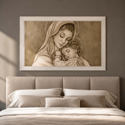 Art Maiora Capoletto moderno dipinto a mano per camera da letto Luce Materna 110x65 Colore: Toni Caldi