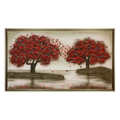 Art Maiora Quadro a tema natura dipinto a mano Soffio 130x70 Colore: Rosso