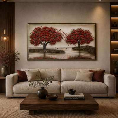 Art Maiora Quadro a tema natura dipinto a mano Soffio 130x70 Colore: Rosso