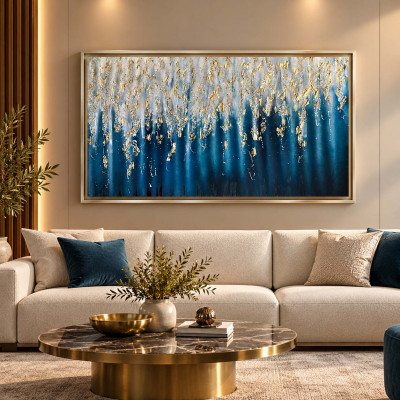Art Maiora Quadro astratto acrilico su tela Splendore 130x70 Colore: Ottanio