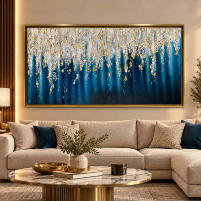 Art Maiora Quadro astratto acrilico su tela Splendore 150x80 Colore: Ottanio