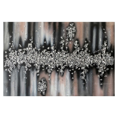 Art Maiora Quadro astratto dipinto a mano su tela Battito 150x100 Colore: Argento