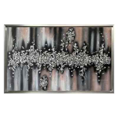 Art Maiora Quadro astratto dipinto a mano su tela Battito 150x80 Colore: Argento