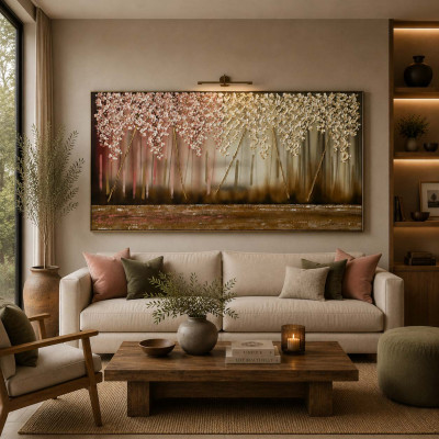 Art Maiora Quadro astratto dipinto a mano su tela Sogno 150x80 Colore: Rosa/Avorio